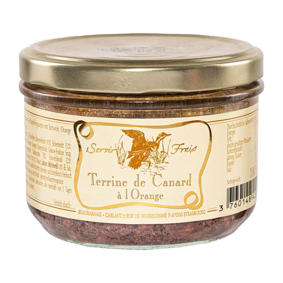 Beauharnais Entenpastete mit Orange 180g