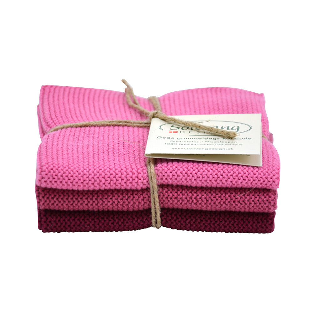 Solwang Wischtücher 3er Set Dunkel Rosa Kombi