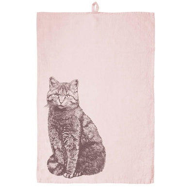 Kökshandduk linne rosa – vildkatt
