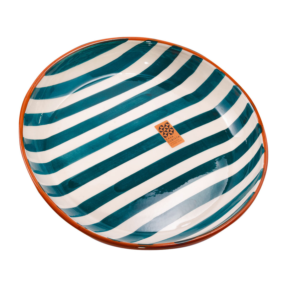Keramikschale groß  bold stripes teal