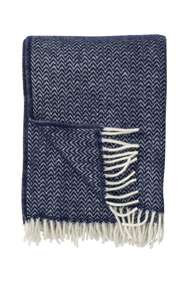 Wool blanket Chevron – dark denim